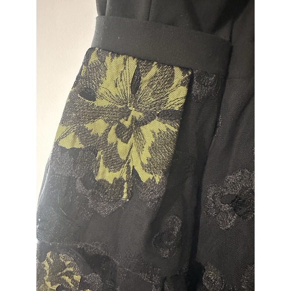 BCBGMAXAZRIA Tia Embroidered Strapless Mini Dress Black Yellow Floral Lace 8P - Picture 7 of 10